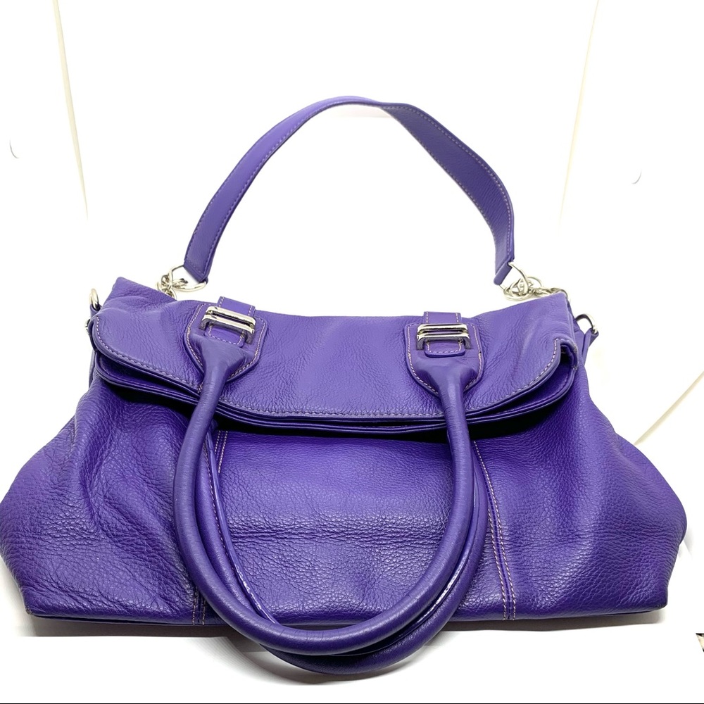 Liz  Claiborne purple leather 2 way hobo tote bag